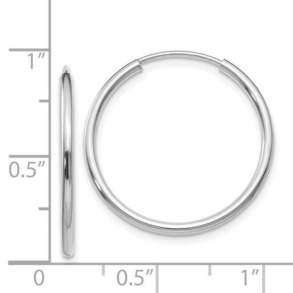 1.5mm, 14k White Gold Endless Hoop Earrings, 22mm (7/8 Inch) - Picture 3 of 4